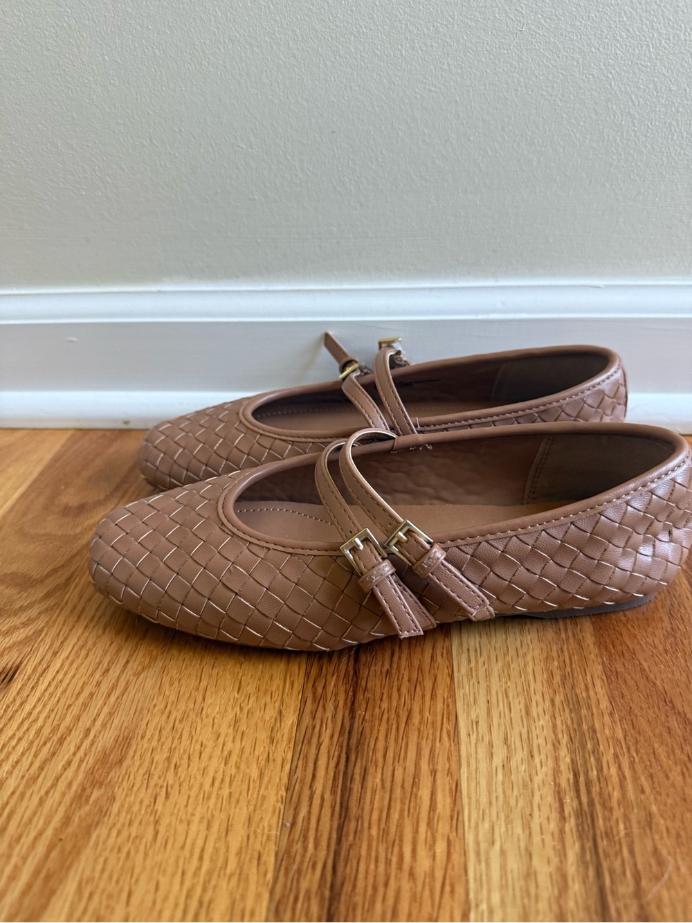 Dolce Vita Woven Double-Strap Ballet Flats in Camel